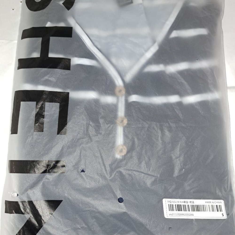 Brand New Shein Striped Print Half Button Tee Small